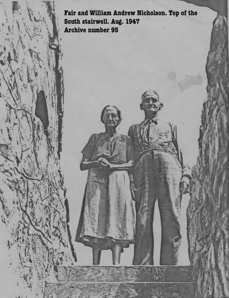 Millennium Manor Castle Emma Fair and William Nicholson at the top of the south stairwell in Aug 1947